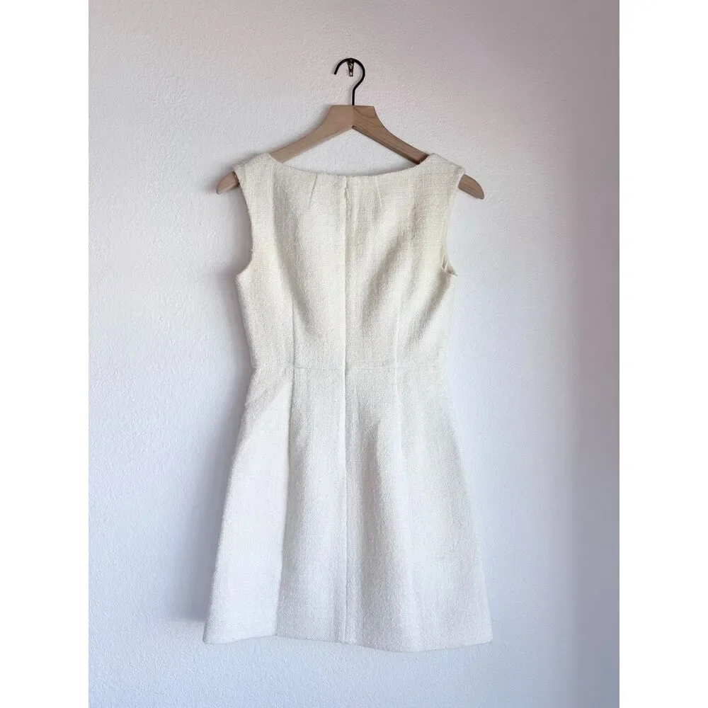 J.Crew Sophia Tweed Dress Black Velvet Bows Cream White NWT Size 00 CP175